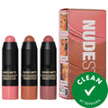 Nudie Mini Sunkissed Blush & Bronze 3pc Kit - Vegan, Gluten-Free, Cruelty-Free Makeup Set for Natural Look