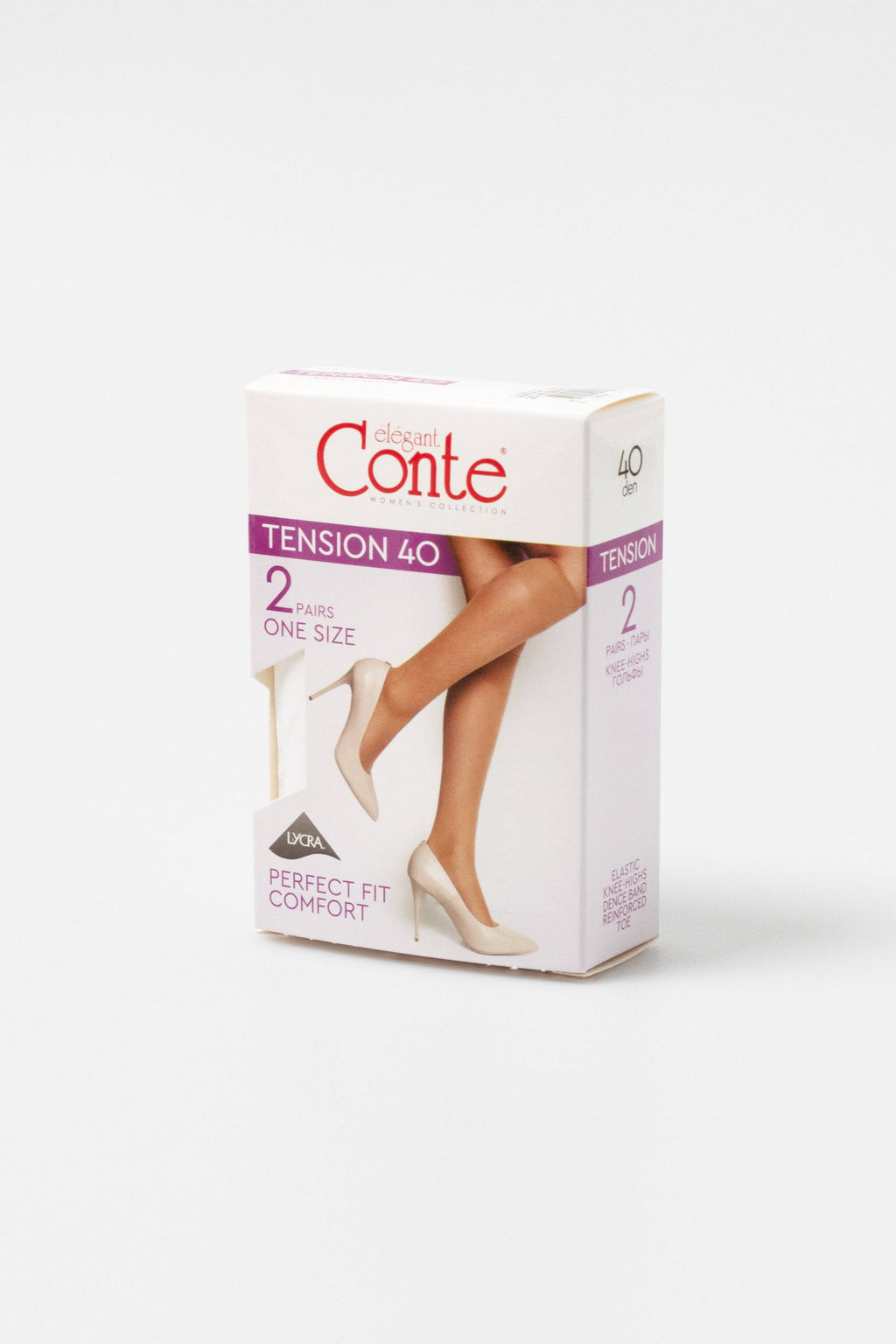 TheRanok.com Knee Highs Conte Tension 40 Den (2 pairs) — flat-lay composition
