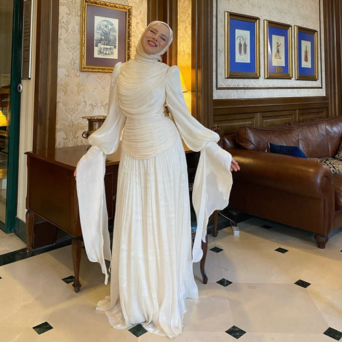 Ruched High Neck Evening Gown(MS221)