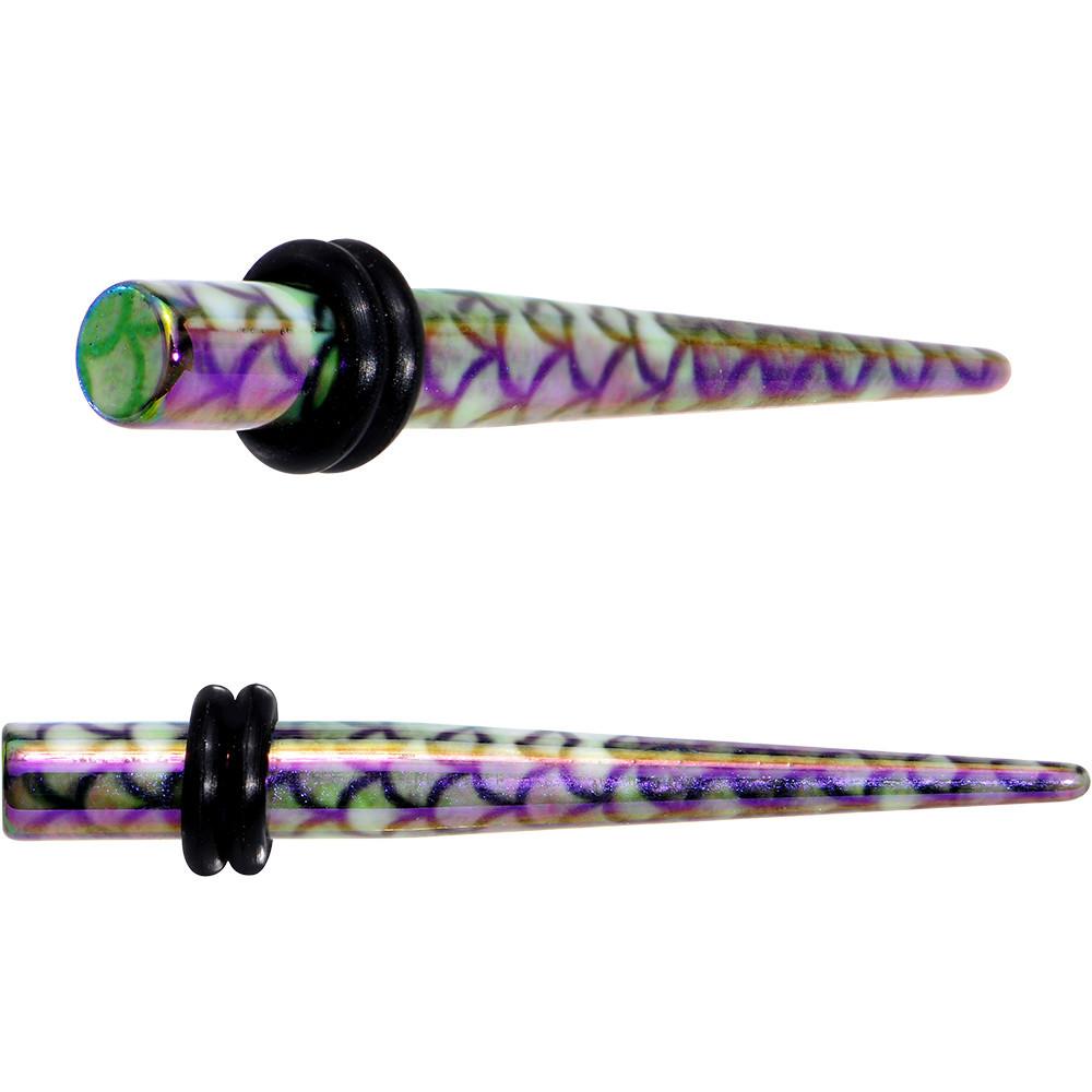 BodyCandy Rainbow Acrylic Mermaid Scale Straight Taper Set 14G to 12mm — size reference