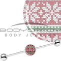 BodyCandy 14G Red Green Christmas Sweater Industrial Barbell 37mm — main product shot