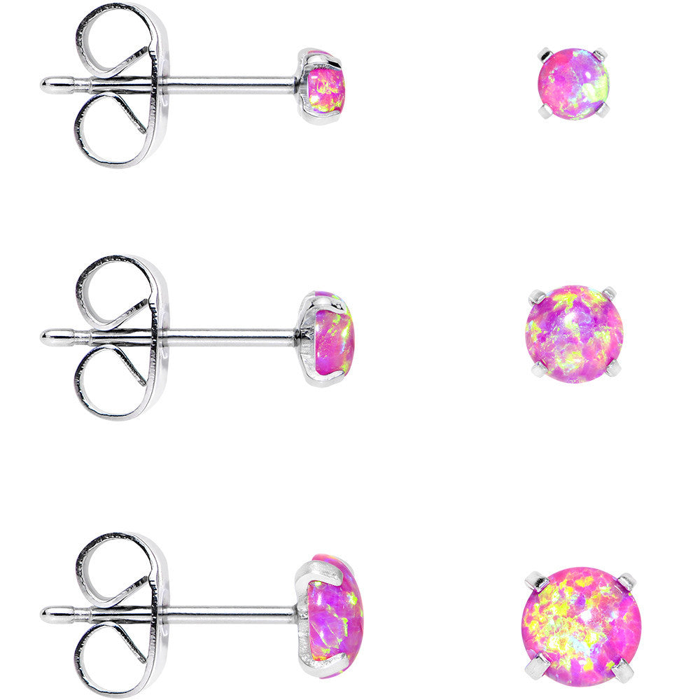 BodyCandy Pink Synthetic Opal Stainless Steel Post Stud Earring Pack Set of 3 — lifestyle context