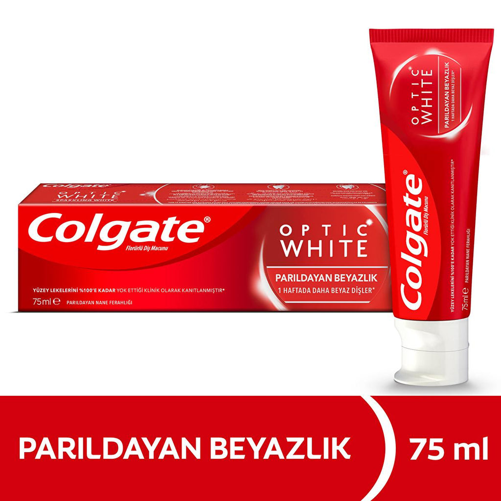 Colgate Optic White Whitening Toothpaste - Clinically Proven for Brighter Smile, 2.54 fl oz