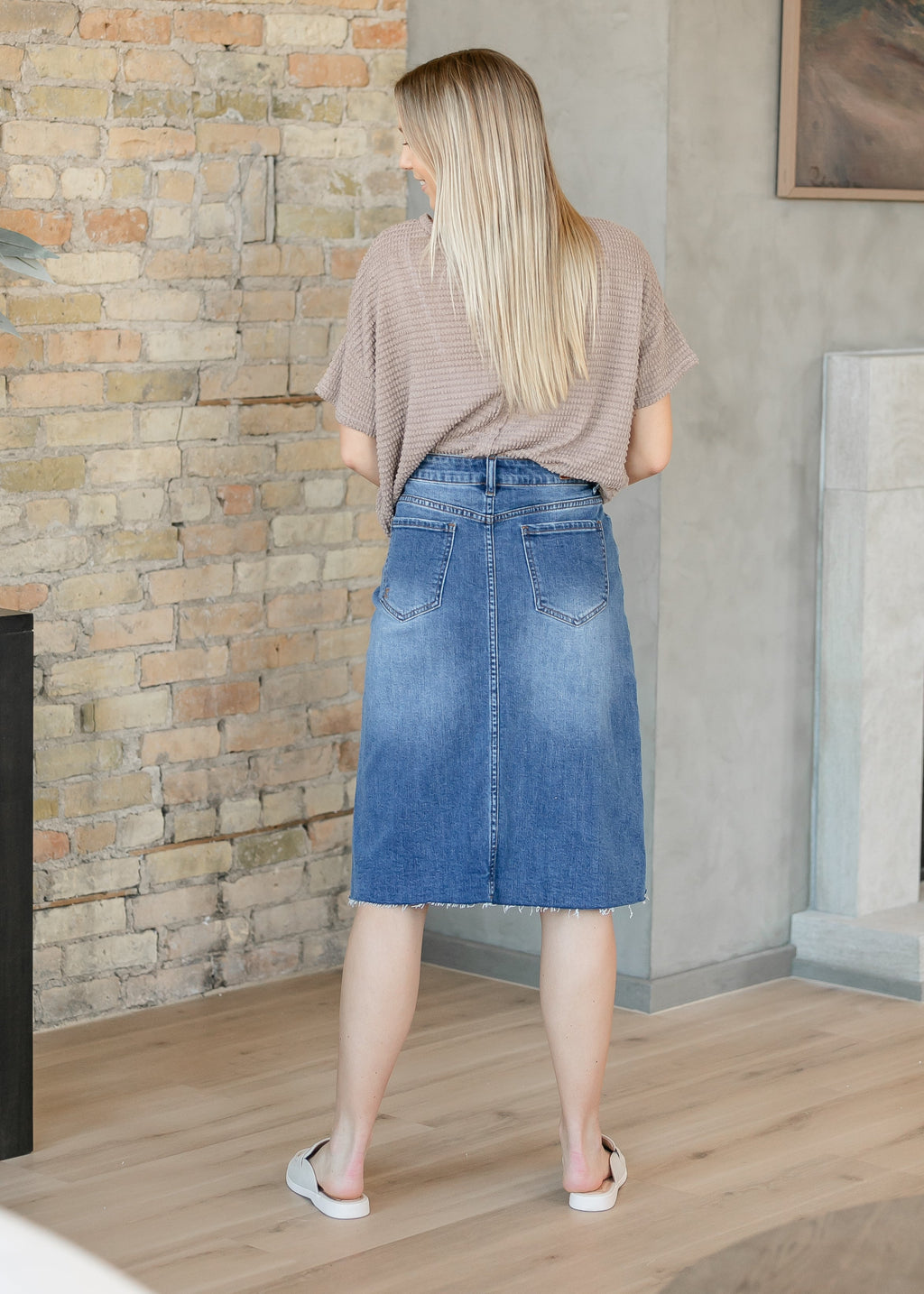 Inherit Co. Rylin Raw Hem Midi Skirt - FINAL SALE — size reference