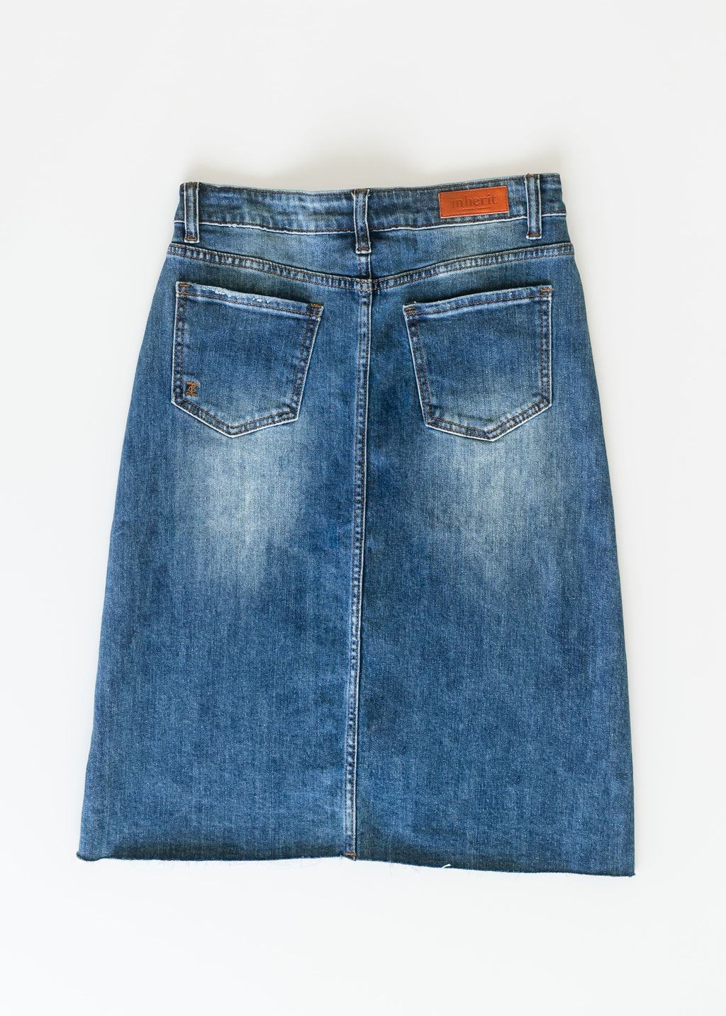 Inherit Co. Rylin Raw Hem Midi Skirt - FINAL SALE — fabric or material detail