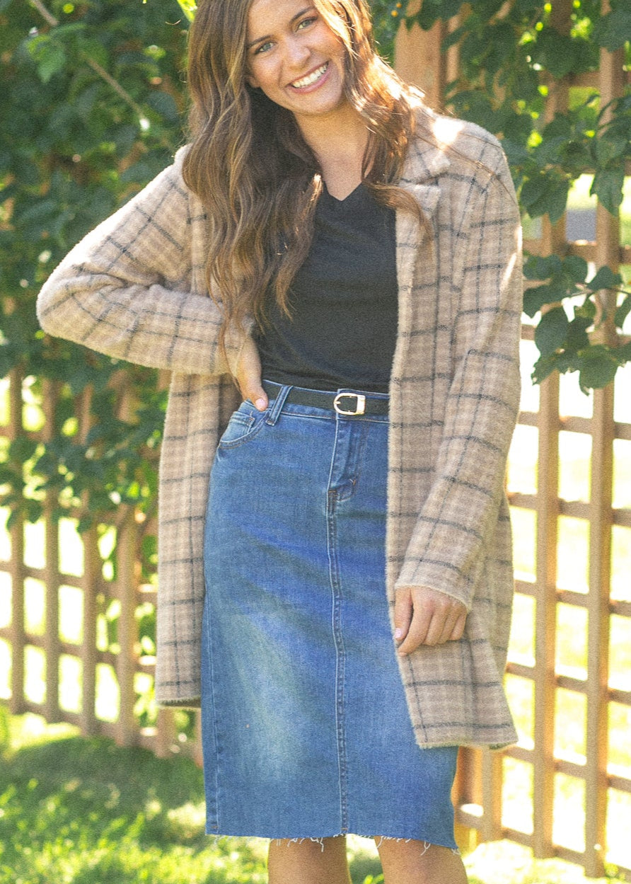 Inherit Co. Rylin Raw Hem Midi Skirt - FINAL SALE — back view