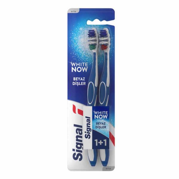 Signal White Now Toothbrush, 1+1 Free Medium Bristle Oral Hygiene for Whiter Teeth - Signal