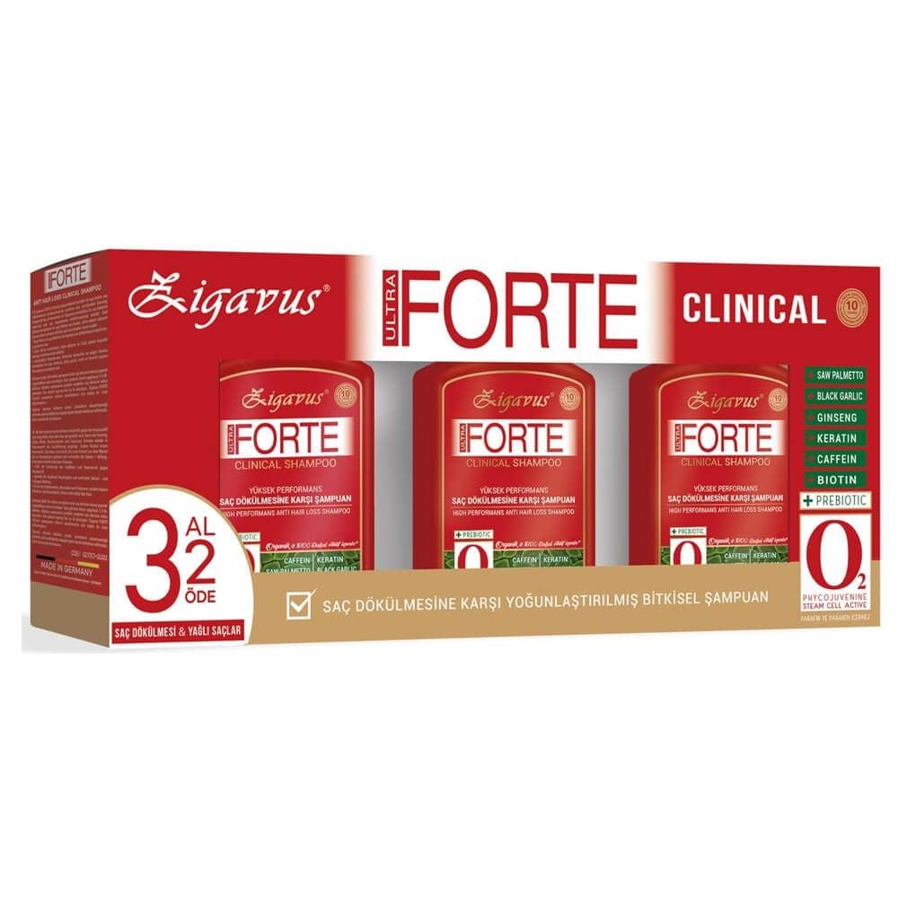 Zigavus Ultra Forte Shampoo Set for Oily Hair - 3 Piece Set with Saw Palmetto & Keratin for Hair Loss Prevention