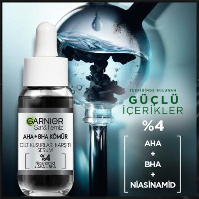 Garnier Face Serum - AHA BHA Charcoal Serum with Niacinamide for Acne Treatment and Skin Imperfections
