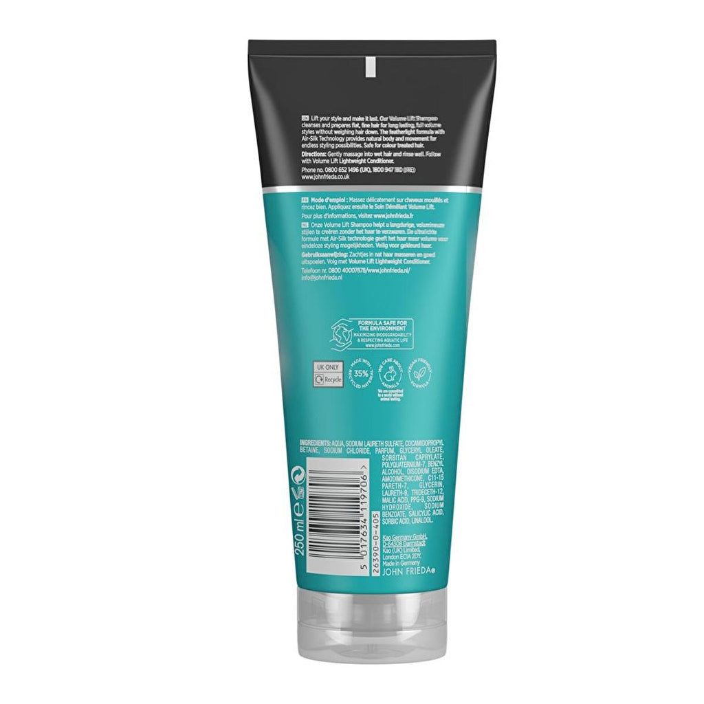 John Frieda Volume Lift Shampoo for Fine Hair - Vegan, Color-Safe, 8.45 fl oz