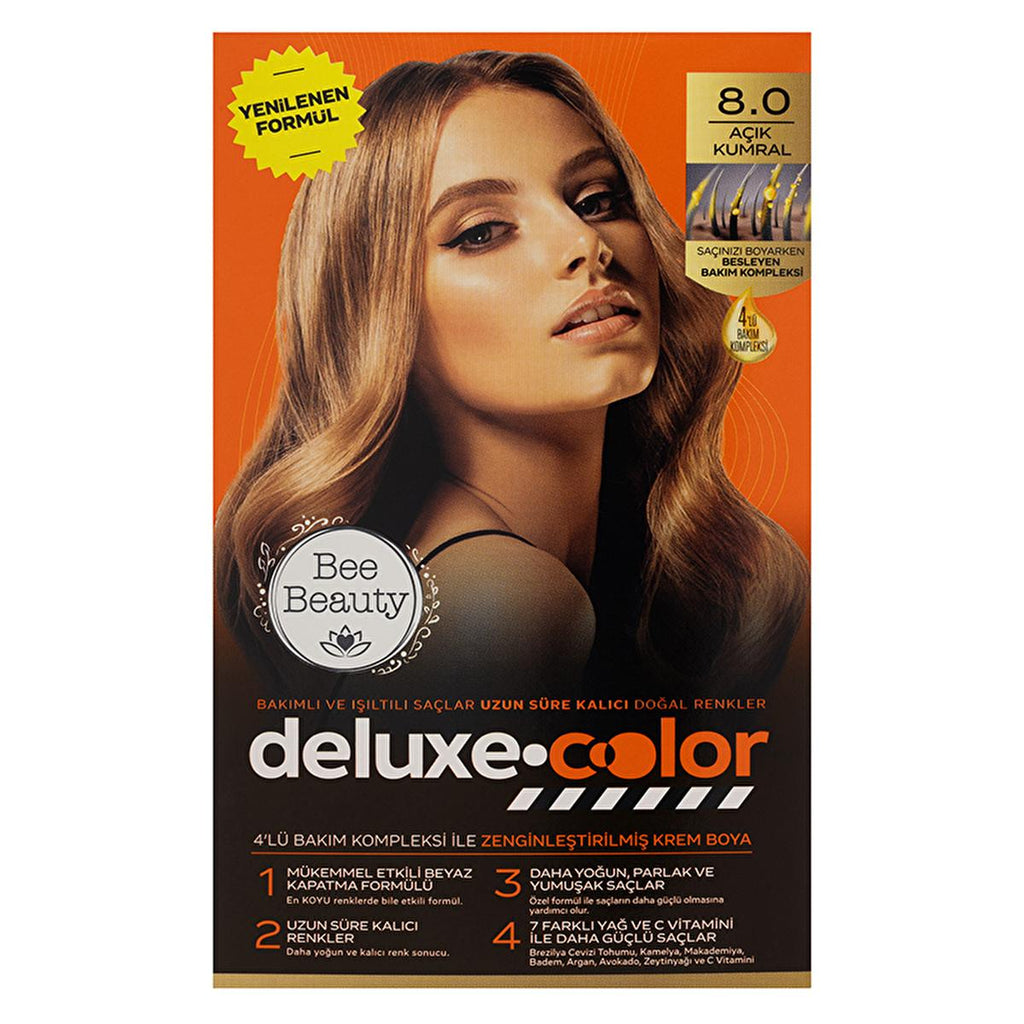 Bee Beauty Deluxe Color Kit - Nourishing Hair Dye for Long-Lasting Color - 8.0 Light Ash Blonde