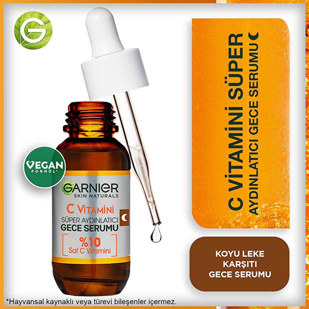Garnier Vitamin C Face Serum - Brightening & Anti-aging Night Serum with Hyaluronic Acid