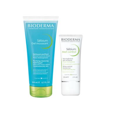 Bioderma Skincare Set for Acne Prone & Oily Skin - Sebium Mat Control & Foaming Gel