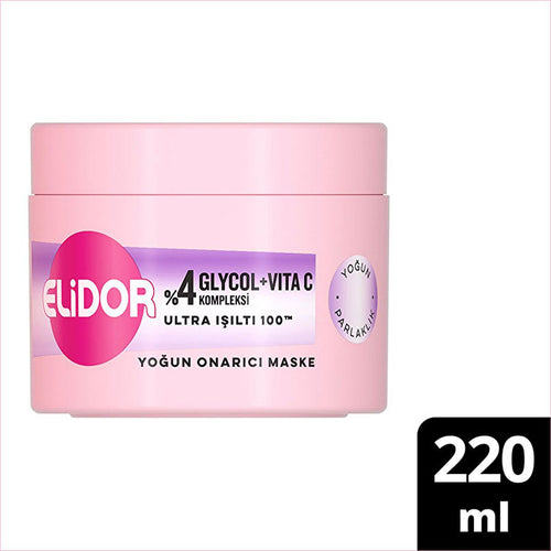 Elidor Ultra Shine 100 Repair Mask - 7.44 fl oz Deep Conditioning Hair Treatment for Damaged Hair Repair and Shine Enhancement