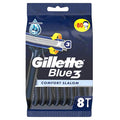 Gillette Blue3 Disposable Razor Blades for Men - 8 Pack, Advanced Lubricating Strip, Pivoting Head for Comfortable Shaving