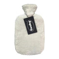 Fashy 2 Lt Plush Cover Hot Water Bottle in White - Comforting Relief for Menstrual Cramps & Cold Weather