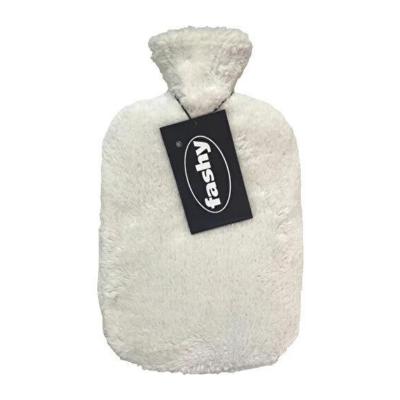 Fashy 2 Lt Plush Cover Hot Water Bottle in White - Comforting Relief for Menstrual Cramps & Cold Weather
