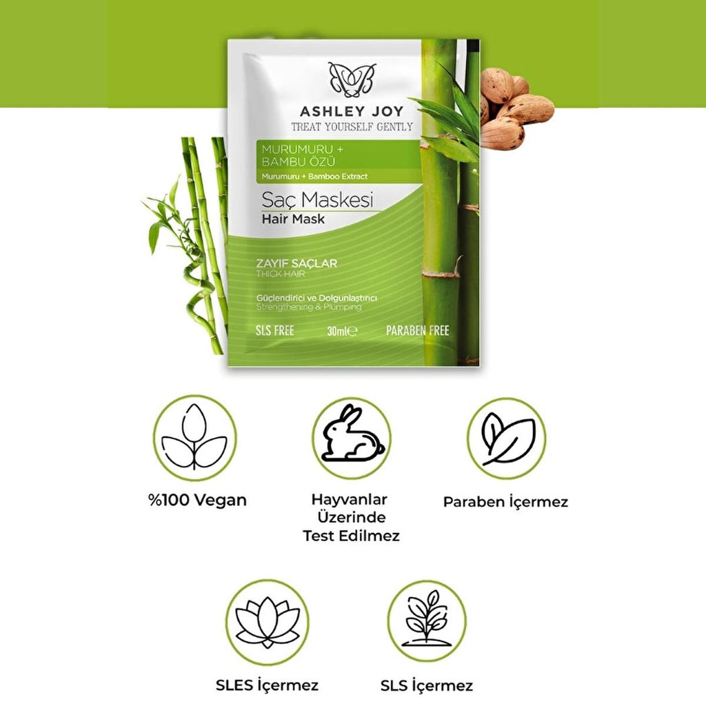 Ashley Joy Volumizing & Strengthening Hair Mask: Murumuru Oil & Bamboo Extract for Chemically Treated Hair - Thermal Protection & Thickening