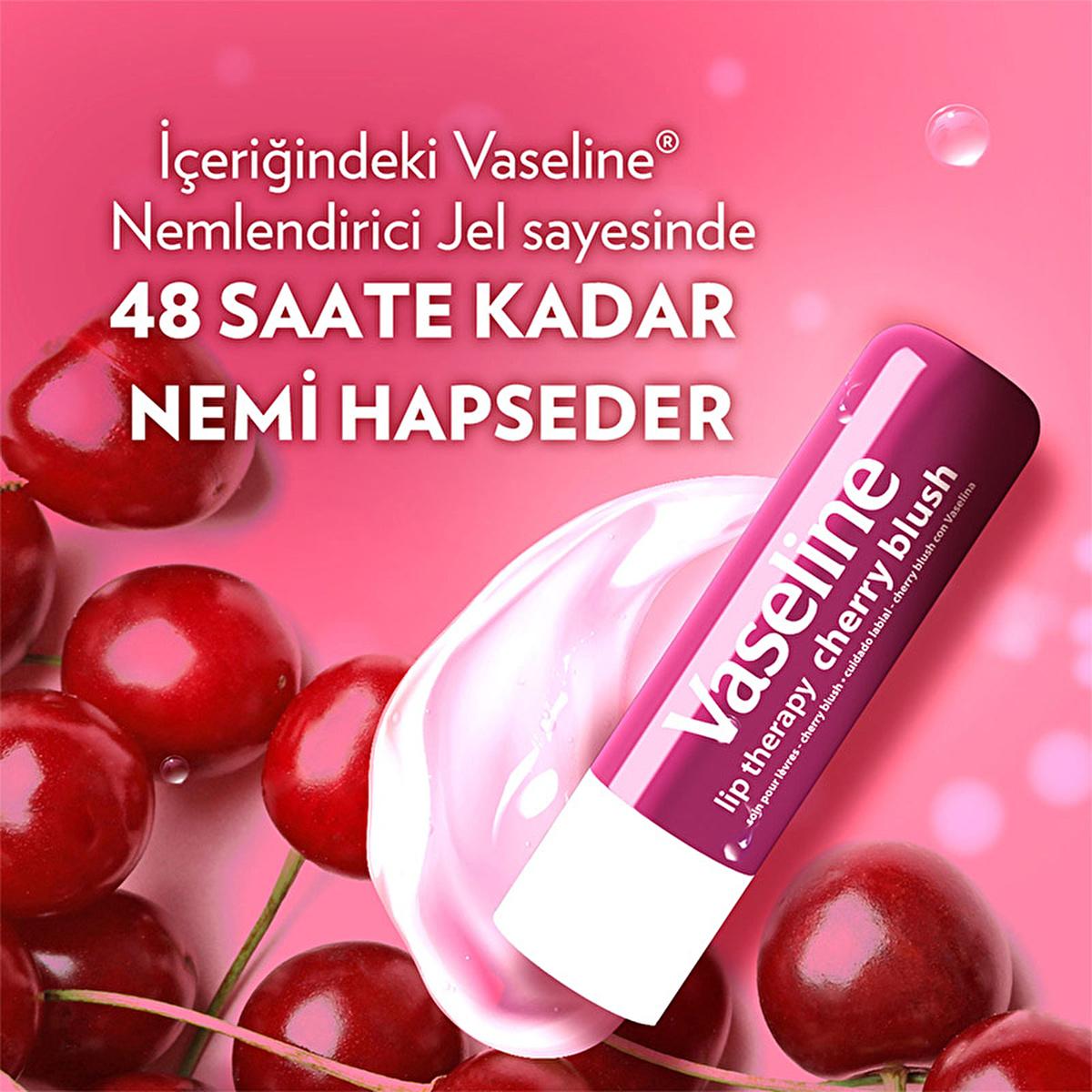 Vaseline Cherry Blush Lip Care - 48 Hour Moisturizing Lip Balm with Shea Butter for Dry, Chapped Lips