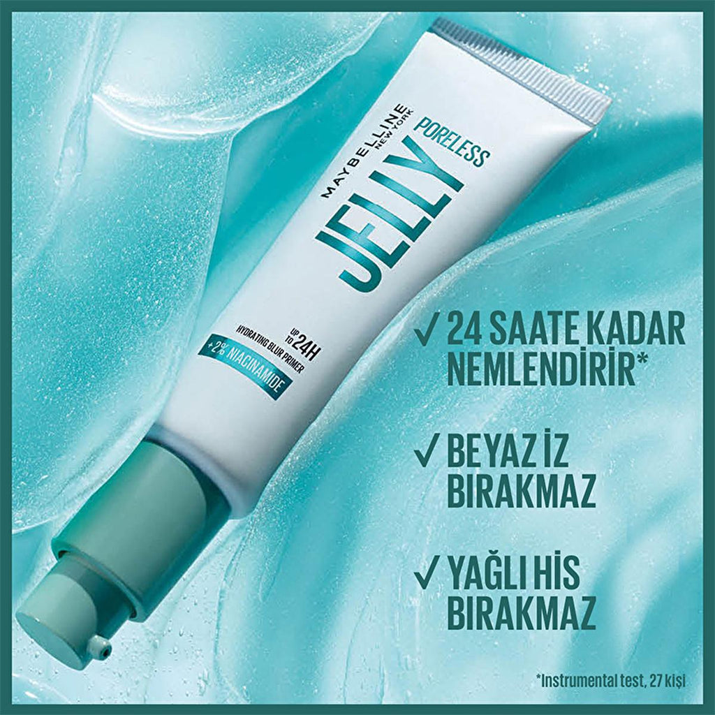 Maybelline New York Poreless Jelly Makeup Base: Minimize Pores, Hydrate, & Extend Makeup Wear with Niacinamide for Flawless Skin.