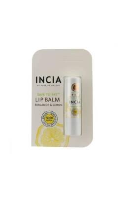 Incia Natural Bergamot & Lemon Lip Balm - Moisturizing, Organic, 100% Natural Ingredients
