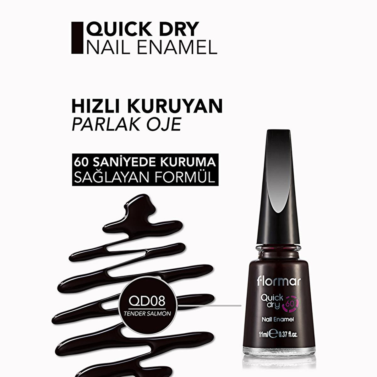 Flormar Quick Dry Nail Polish - 60-Second Drying, Highly Pigmented, Long-Lasting Nail Color