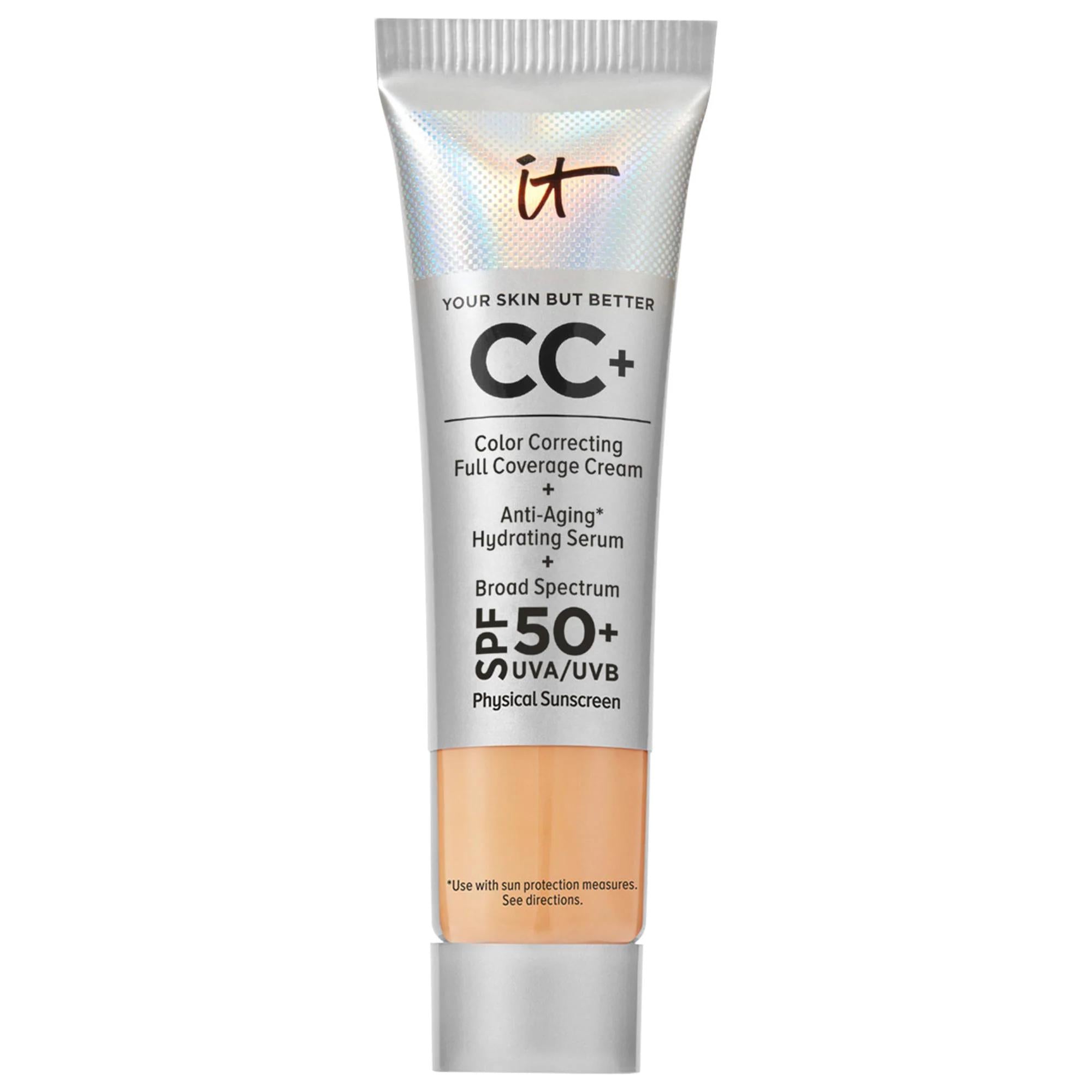 IT Cosmetics CC+ Cream: Full Coverage Color Correcting Foundation with SPF 50+ - Anti-Aging, Hydrating, Flawless Finish