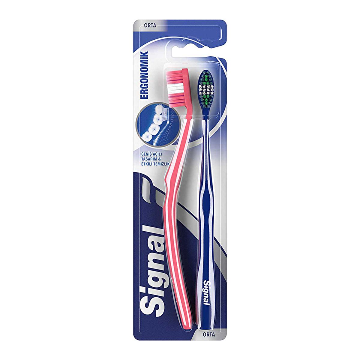 Signal Ergonomic Manual Toothbrush for Effective Oral Hygiene - Comfortable Brushing Experience - 1+1 Offer
