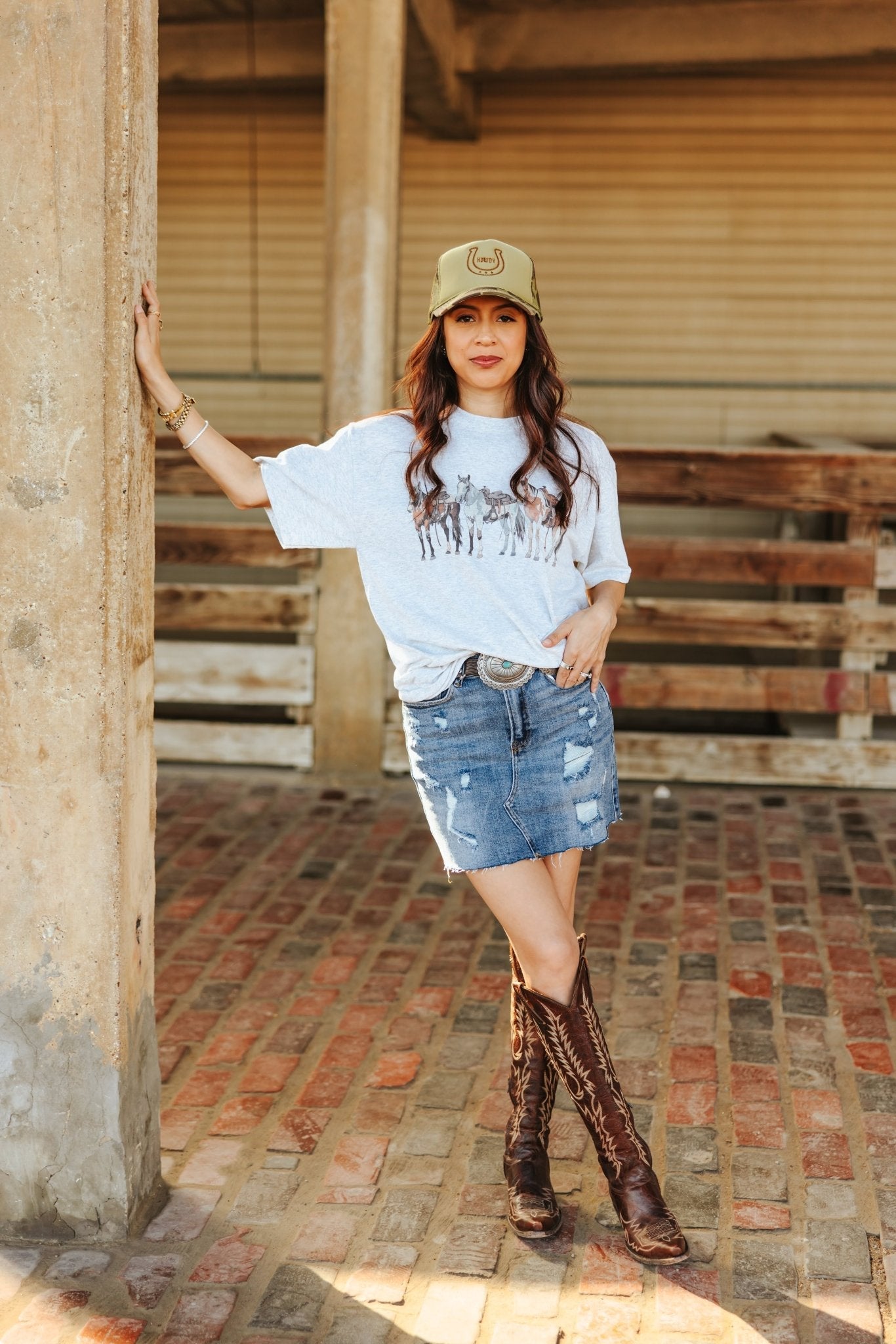 Wild Junkie Saddled Horses Graphic Tee — detail close-up