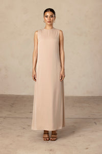 Sadia Sleeveless Maxi Dress & Skirt Set - Taupe Veiled Collection 