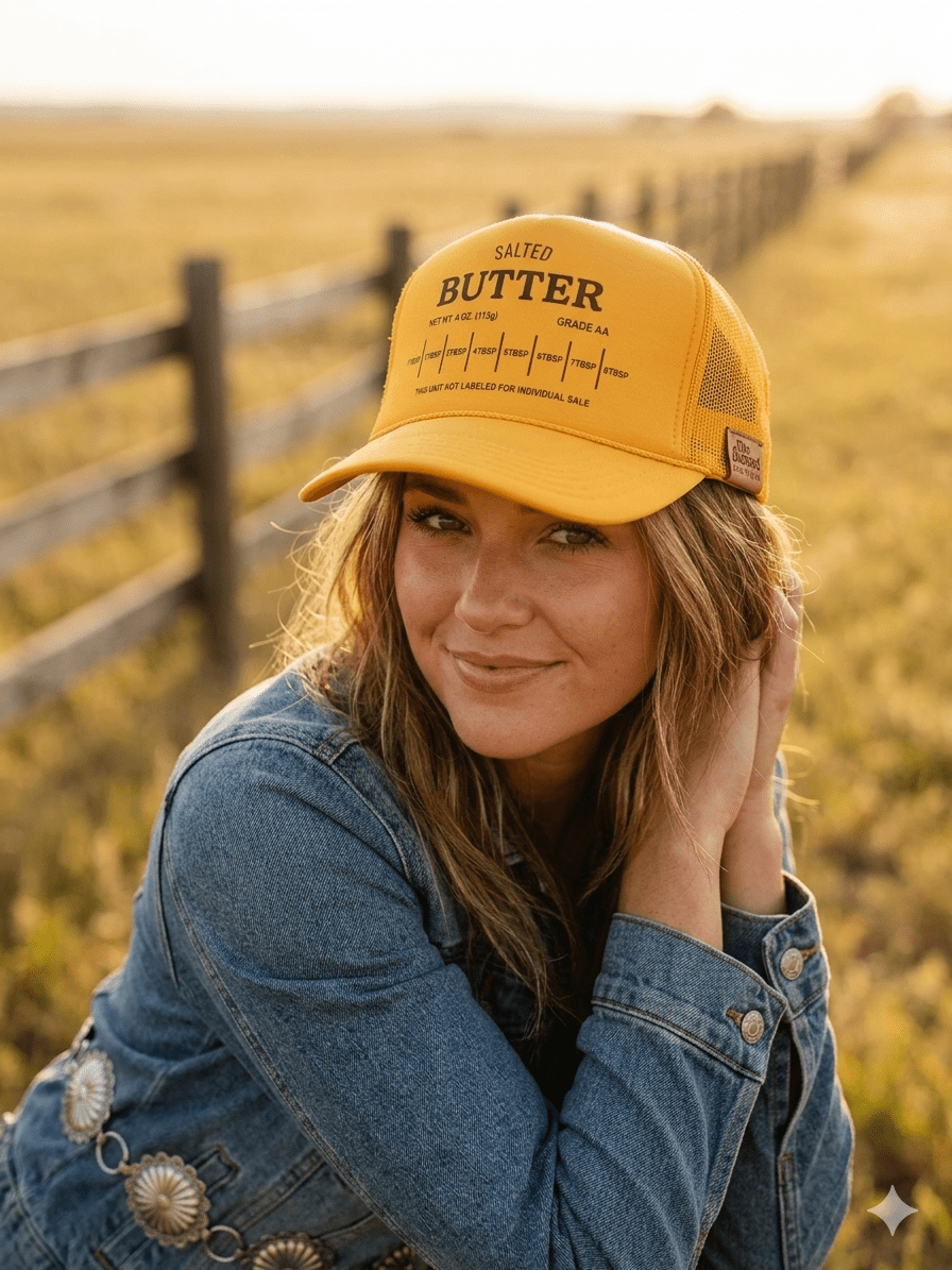 Wild Junkie Salted Butter Stick Trucker Hat — construction detail