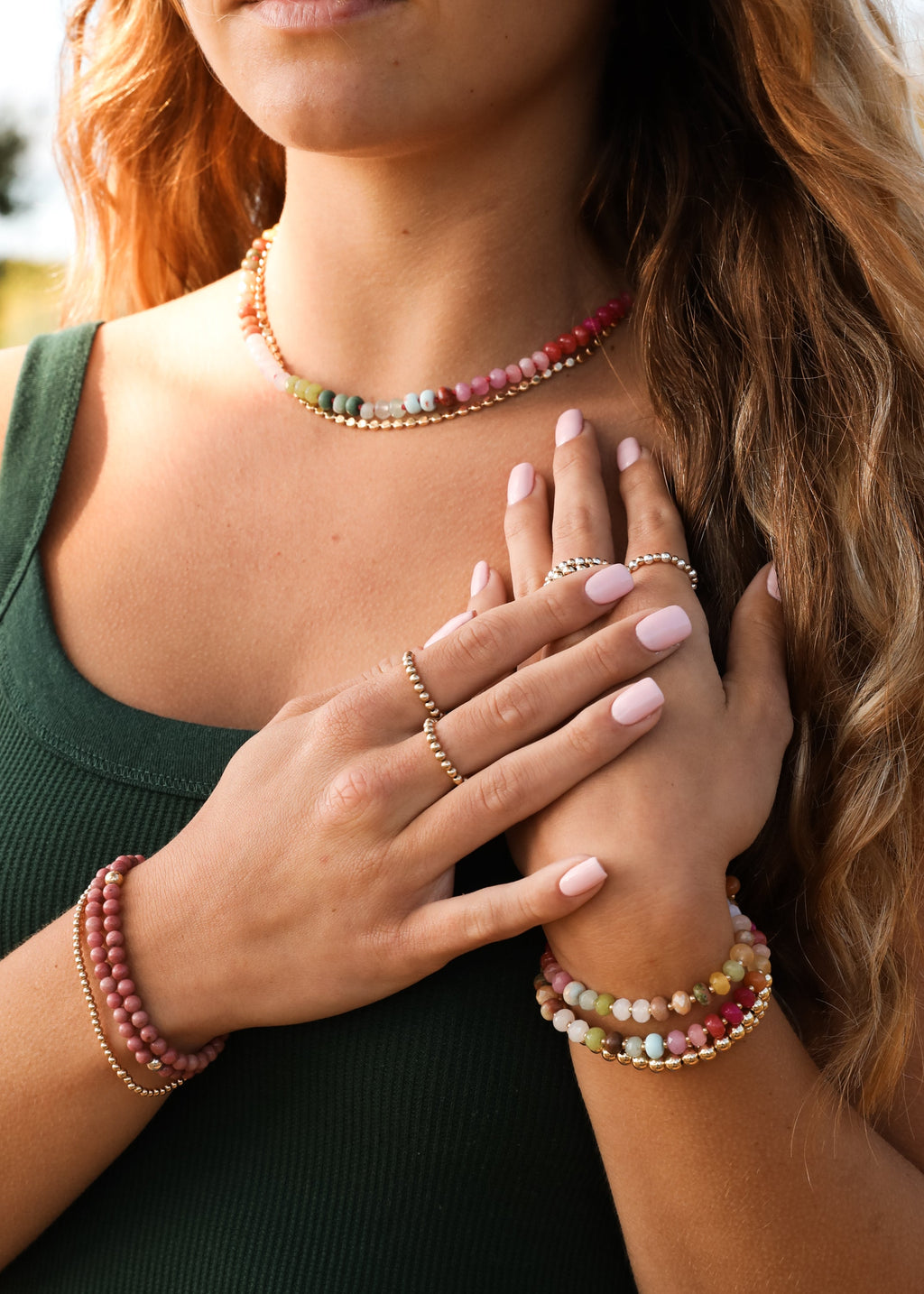 CanyonLeaf Natural Gemstone Necklace + 14k Gold Filled Toggle : Sandbar — main product shot