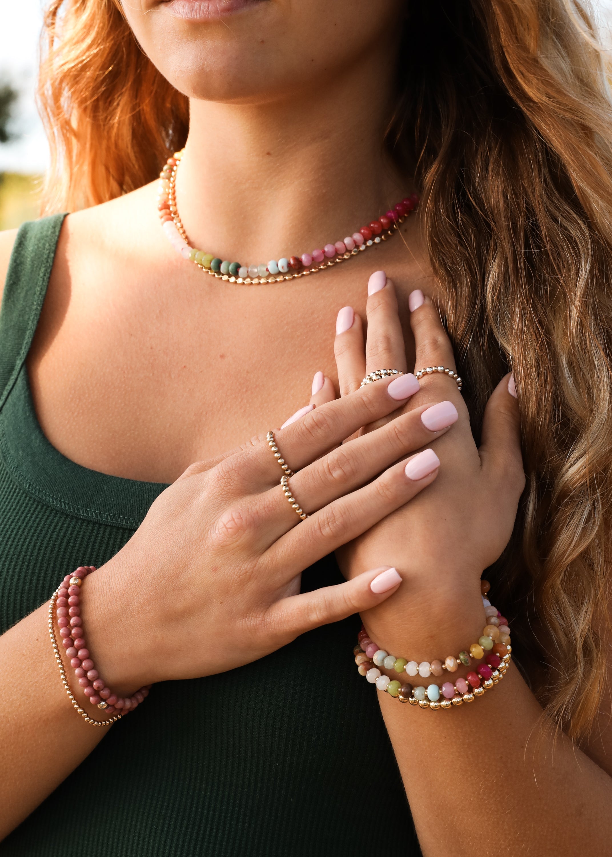 CanyonLeaf Natural Gemstone Necklace + 14k Gold Filled Toggle : Sandbar — main product shot