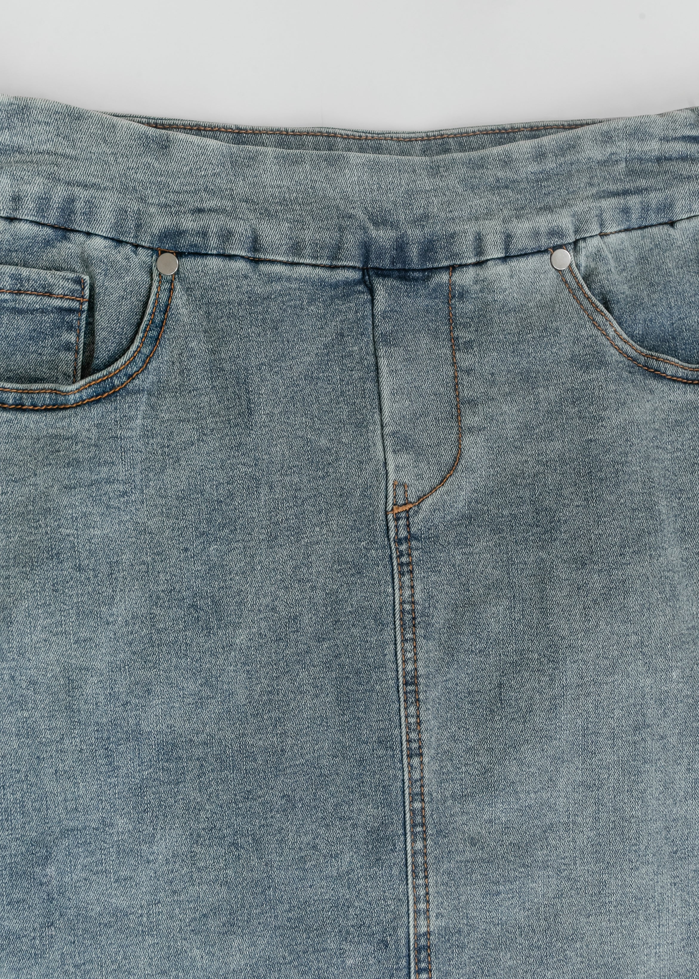 Inherit Co. Sandra Classic Wash Midi Denim Skirt — alternative angle