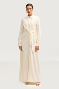 Sandra Side Tie Maxi Dress - Off White Dresses Veiled 