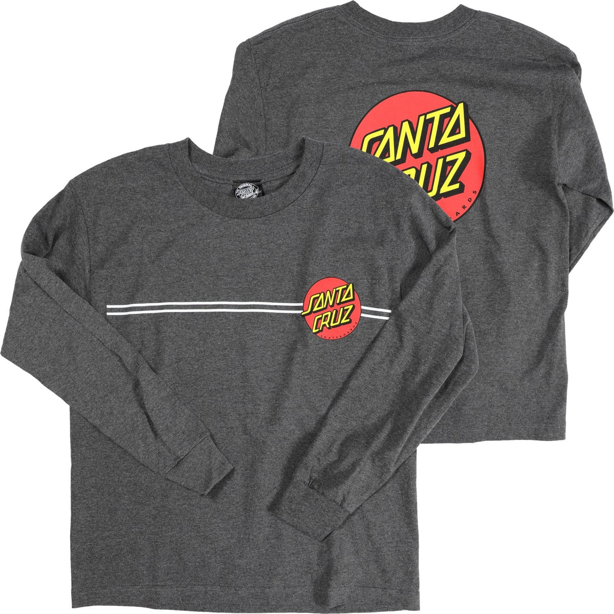 Santa Cruz Classic Dot Long Sleeve Youth T-Shirt - Charcoal Heather by Skates USA