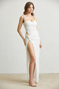Santorini Chain Strap Textured Knit Bodysuit & Maxi Skirt Set