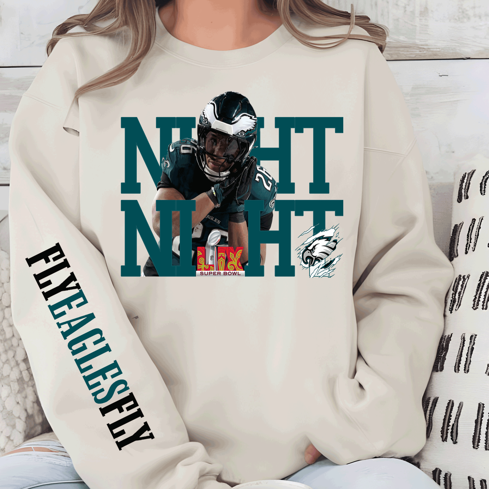 A Blessed Texas Mess Boutique Super Bowl Philadelphia Football Sweatshirt, NIGHT NIGHT Saquon Barkley,… — dtf / graphic shirts category context
