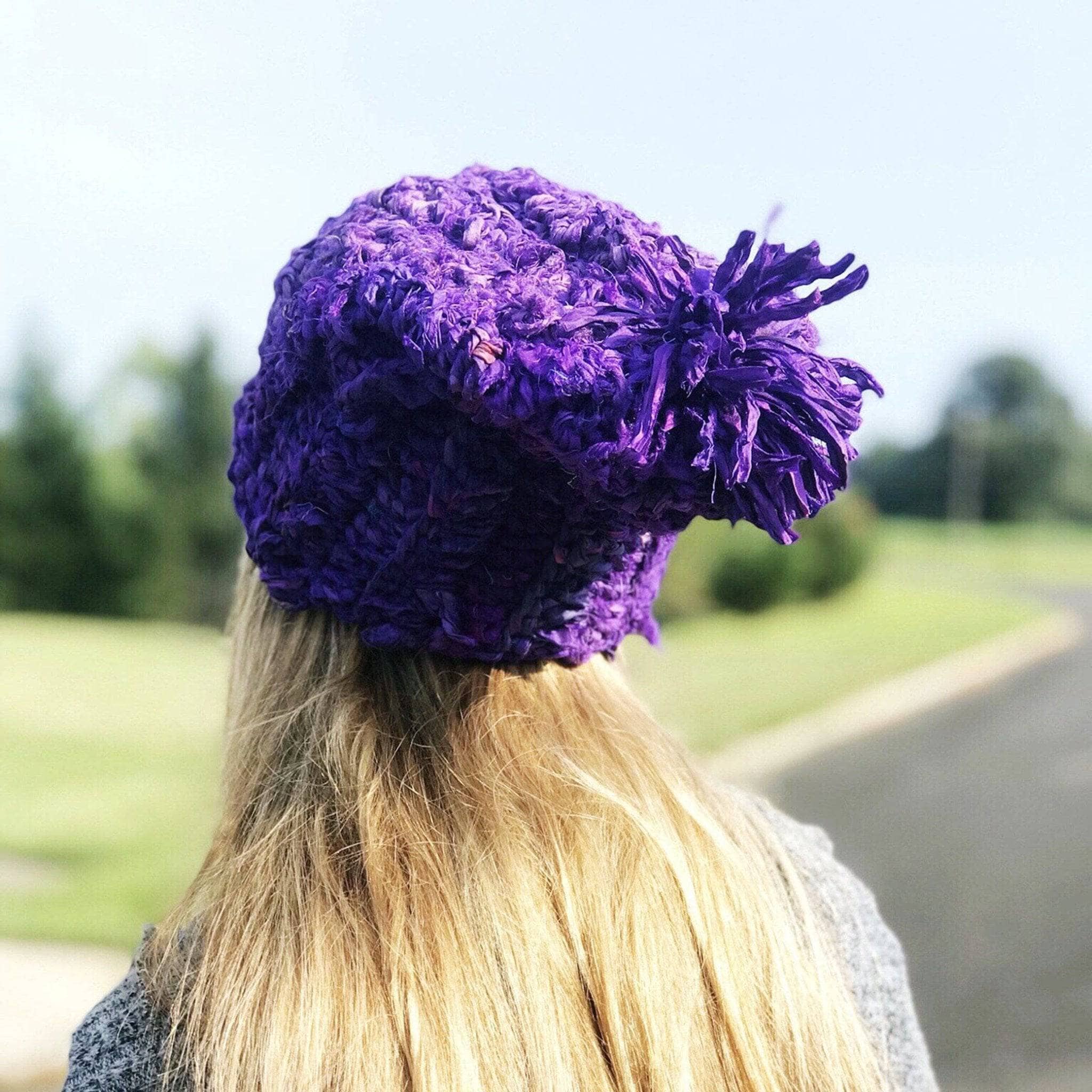 Darn Good Yarn Sari Silk Ribbon Beanie Crochet Kit — kits category context