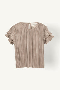 Satin Plisse Top & Skirt Set - Taupe (Girls) Clothing Veiled 