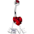 BodyCandy Clear Red CZ Gem Love is in the Air Dangle Belly Ring — main product shot