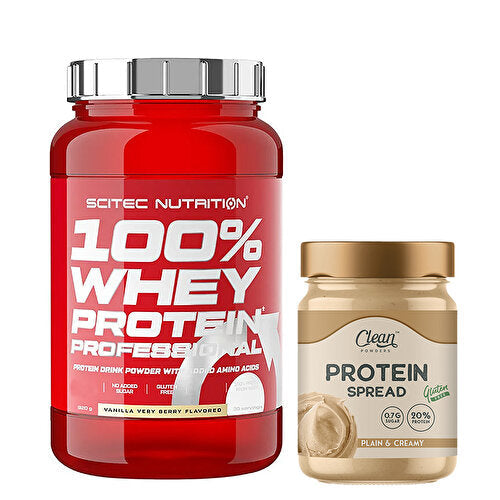 Scitec Whey Professional Whey Protein 920 Gr + Clean Powders Protein Spread Hazelnut Cream Combination