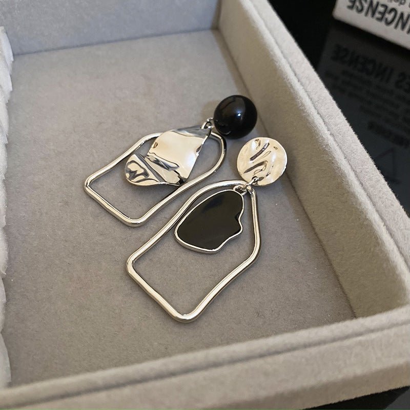Mariam's Collection Sculptural Asymmetric Drop Earrings with Abstract Lines (MAC321) — lifestyle worn / used context