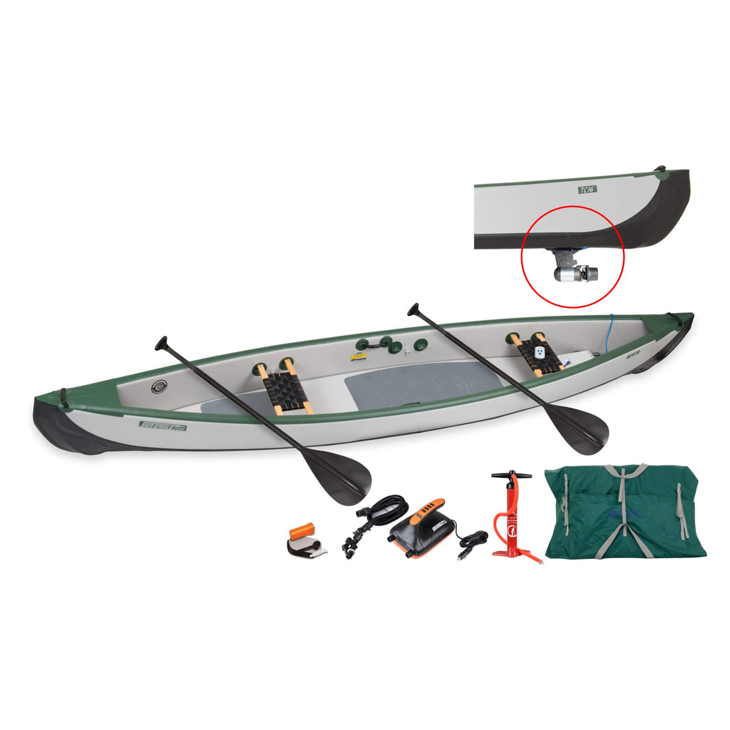 Sea Eagle 3-People TC16 High Pressure All Drop Stitch Inflatable Travel Canoe, 16FT [TC16K] (SAK43086) – SAKSBY WHOLESALE, vi