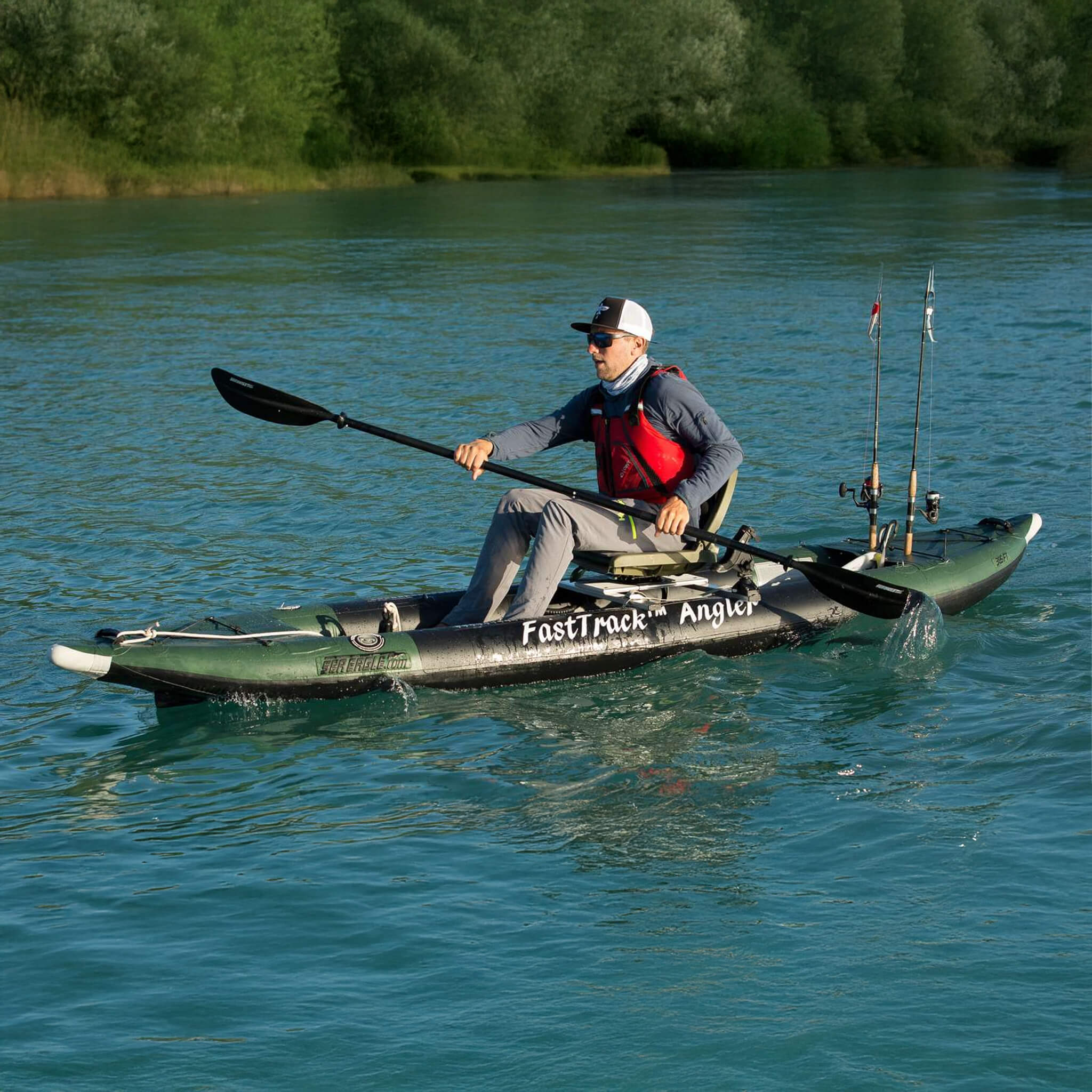 Sea Eagle 385FTA FastTrack 12FT 2- Persons Angler Inflatable Hunter Green Fishing Kayak [385FTAK] (SAK80139) – SAKSBY WHOLESA