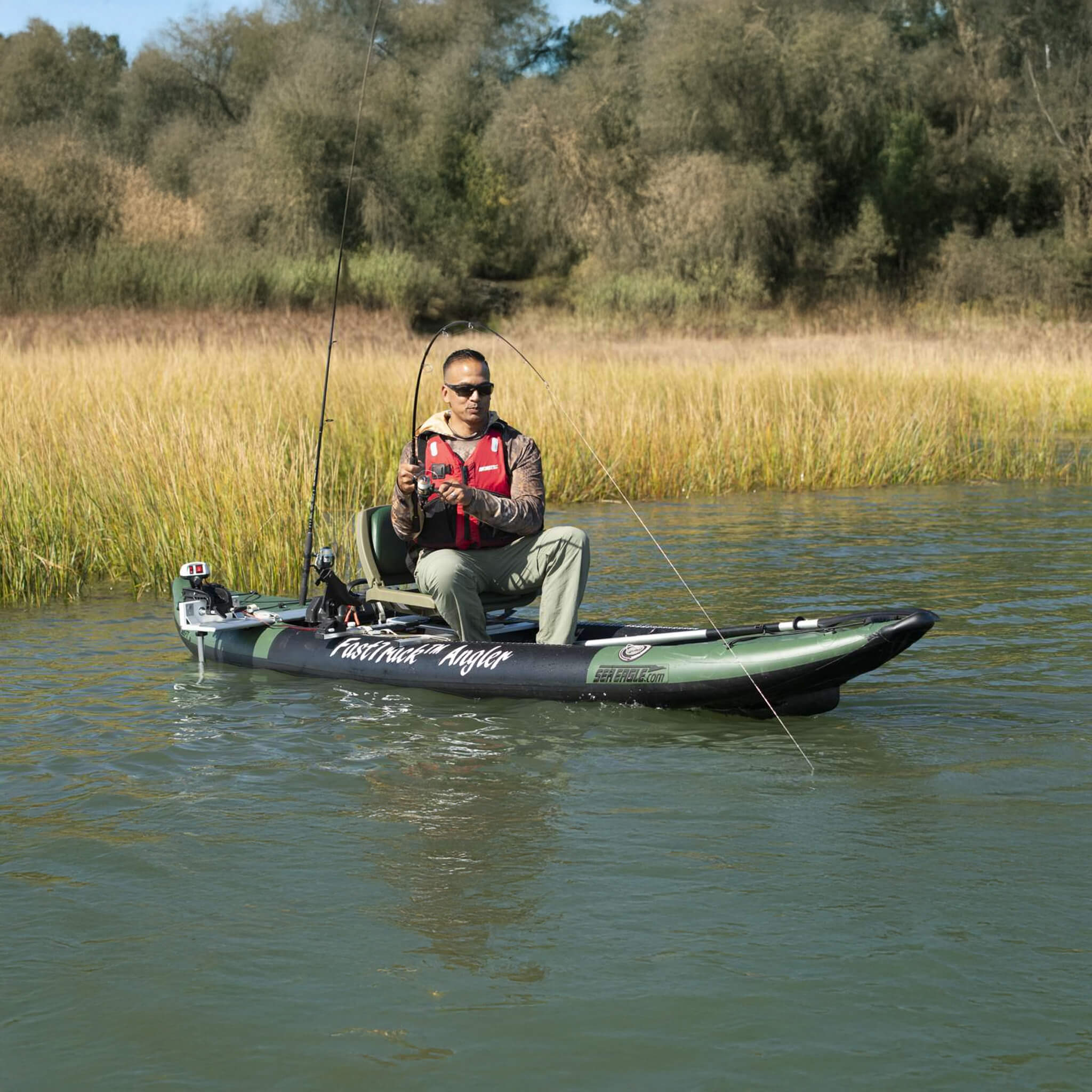 Sea Eagle 385FTA FastTrack 12FT 2- Persons Angler Inflatable Hunter Green Fishing Kayak [385FTAK] (SAK80139) – SAKSBY WHOLESA