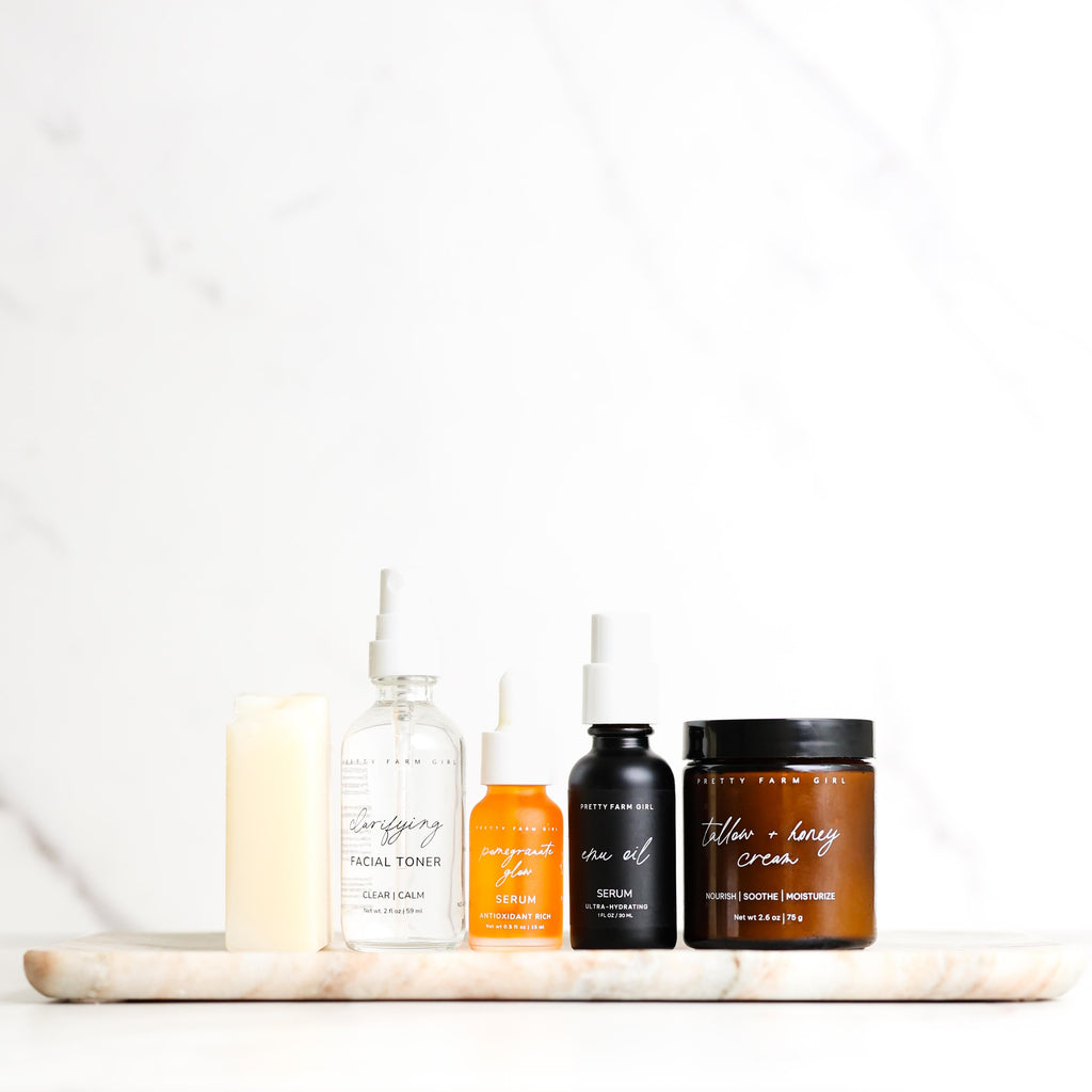 Pretty farm girl Sensitive Skin Fragrance Free Skincare Routine Essentials Kit — detail close-up