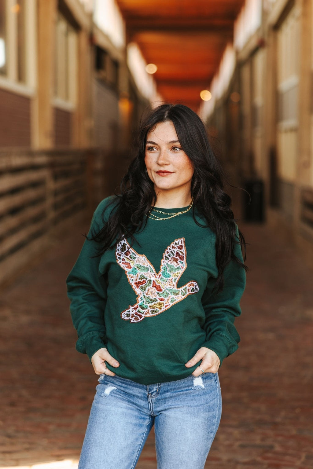 Wild Junkie Sequin Duck Camo Patch Sweatshirt — lifestyle context