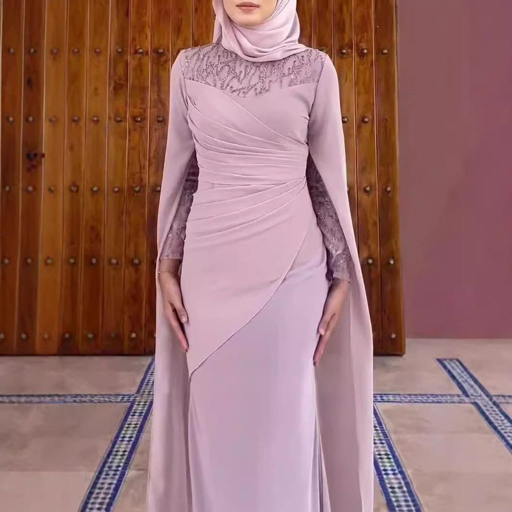 Sequin Embellished Formal Dress | Long Sleeve Ruched Bodycon Dress(MS272)