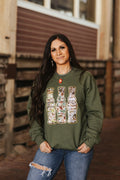Wild Junkie Sequin Hunting Duck Calls Patch Sweatshirt — main product shot